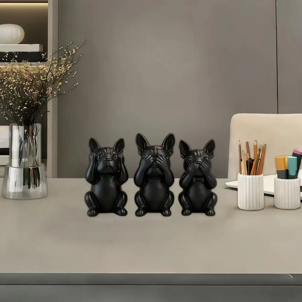 3d Printed Bulldog Decor 3d Printed Bulldog Statues Set of 3 Matte Black Minimalist Dog Figurines Home Decoration for Home