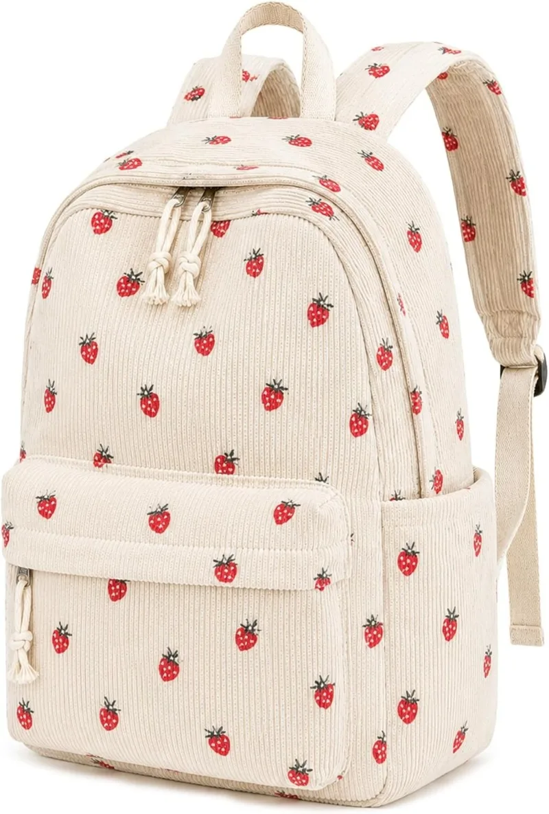 Corduroy Laptop Backpack for Adults, Lightweight Casual School Daypack, Travel Bookbag with 15.6 Inch Laptop Compartment