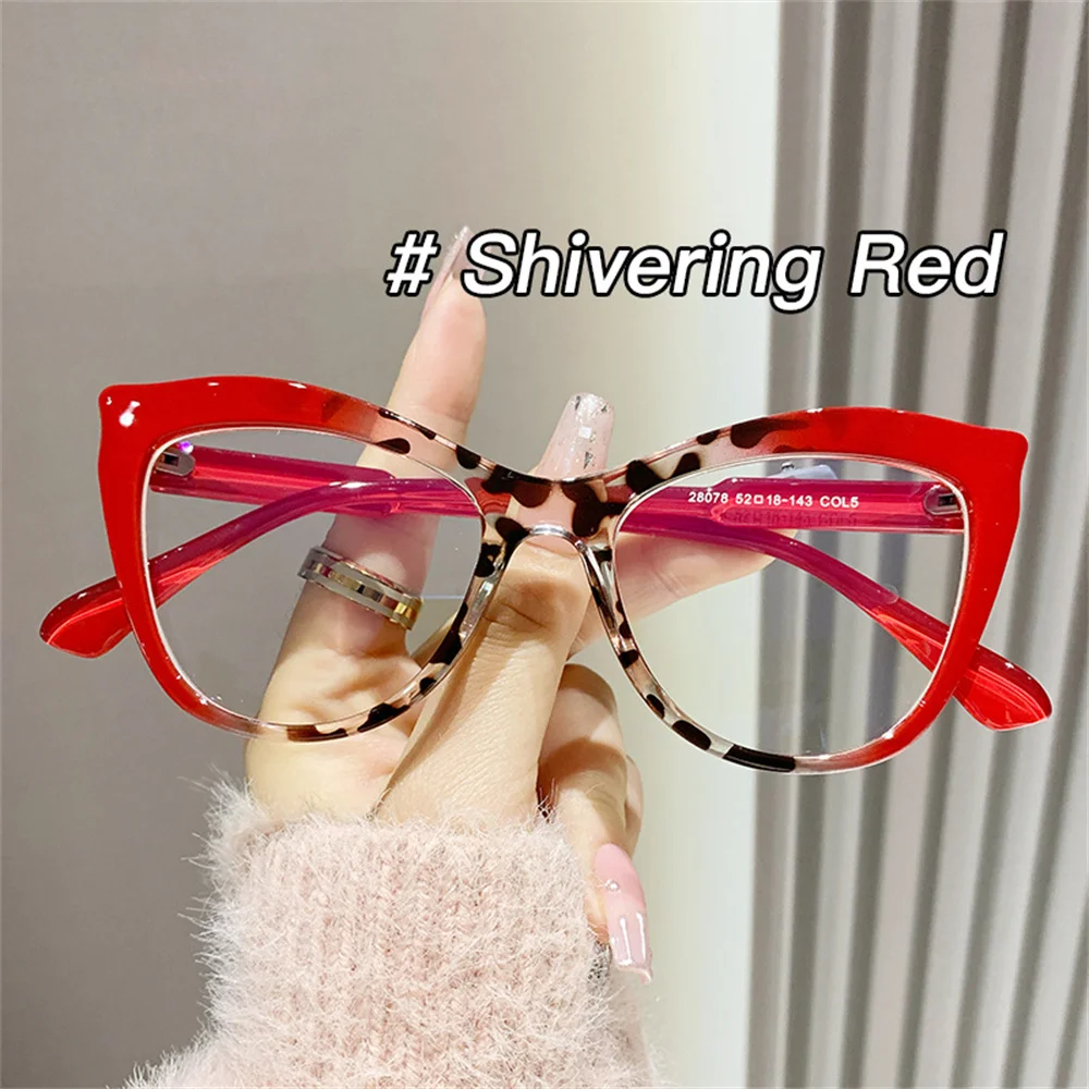 Photochromic Optical Eyeglasses Frames for Women Eyewear Fashion Computer Anti Blue Light Oval Ladies Plain Glass Spectacles New