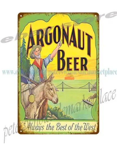 Argonaut Beer farmer mute metal tin sign indoor wall  advertising wall decor