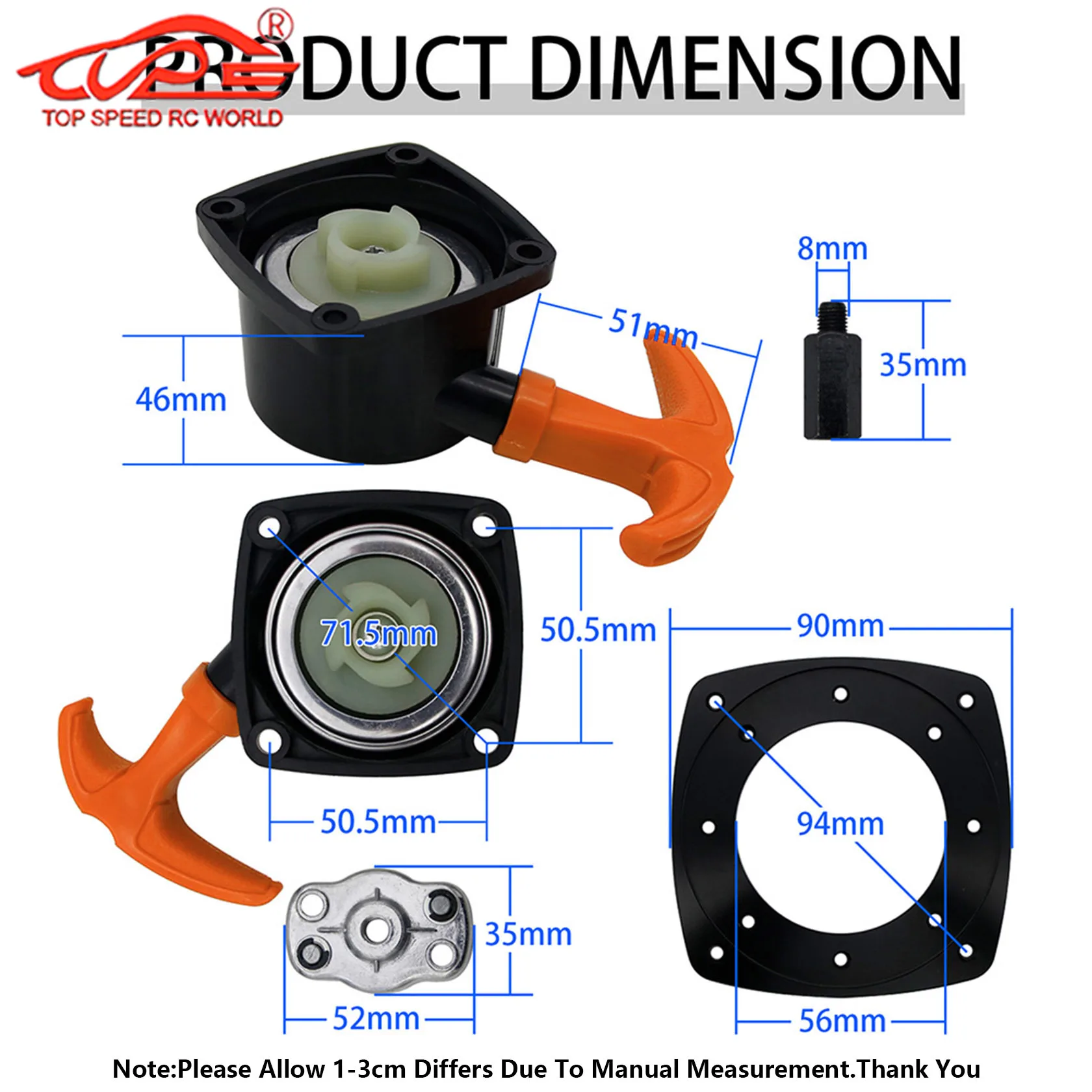 제노아 CY 로반 23cc-36cc 엔진 FLMLF TSRC 엔진용 퀵 이지 스타팅 풀 스타터 또는 부품 (1/5 HPI 바하 로시 RC 자동차용)
