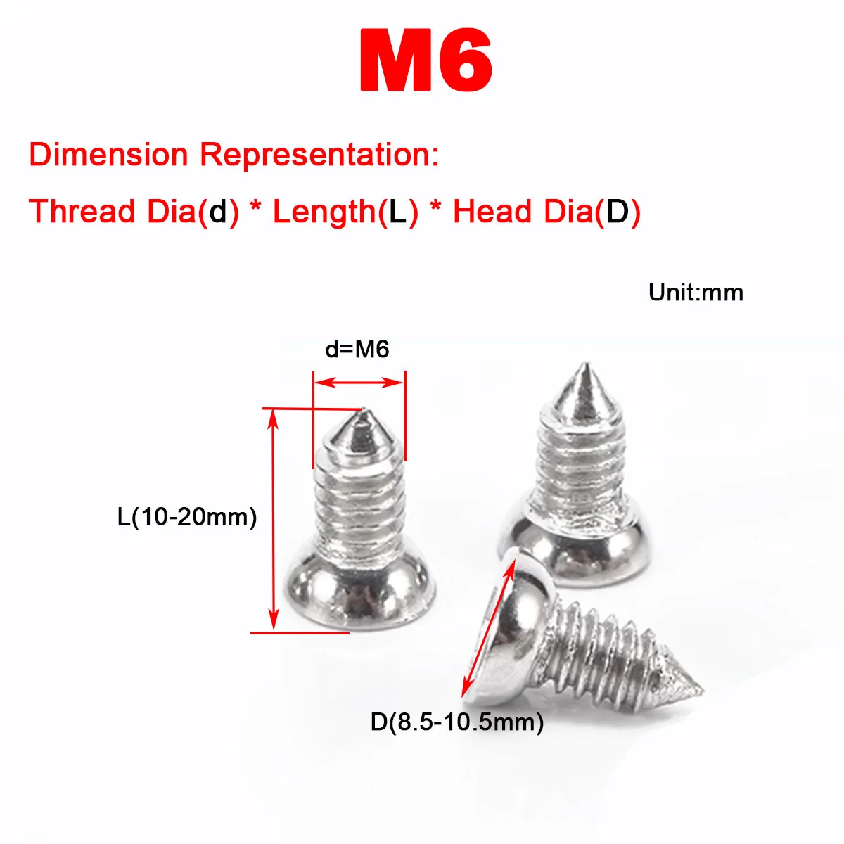 201 SS Bowl Shaped Angle Code Screw Hexagonal Interior Pointed Angle Code Large Neck Flat Cup Bridge Broken Aluminum Screw M6