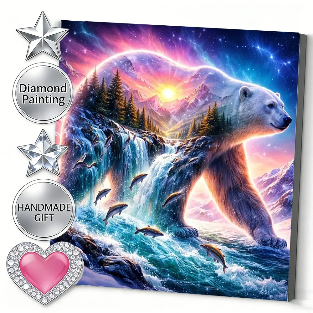 AZQSD Diamond Art Mosaic 5D Bear Animal Landscape Full Kits Rhinestones   Diamond Painting Sale Waterfall Modern Home Decor
