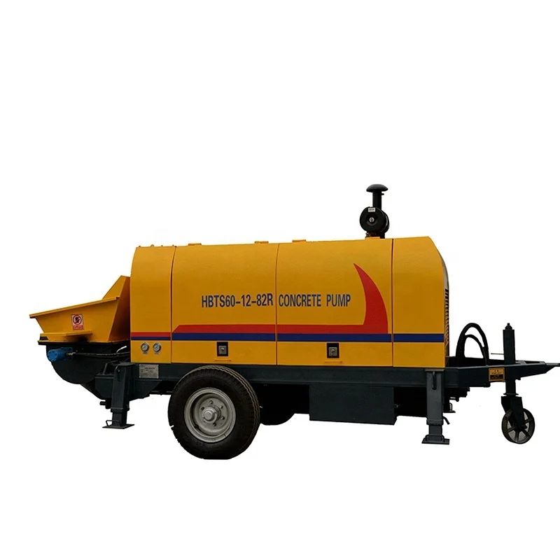 YG High Efficiency Framework Mobile Trailer Concrete Pump Hbt50 Hbt60 Concrete Delivery Pump with Discharge Pipe