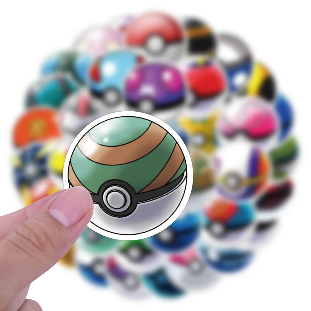 50Pcs Anime Pokemon Elf Ball Stickers Cartoon Decals DIY Kid Toys Luggage Car Bike Skateboard Stationery Graffiti Sticke