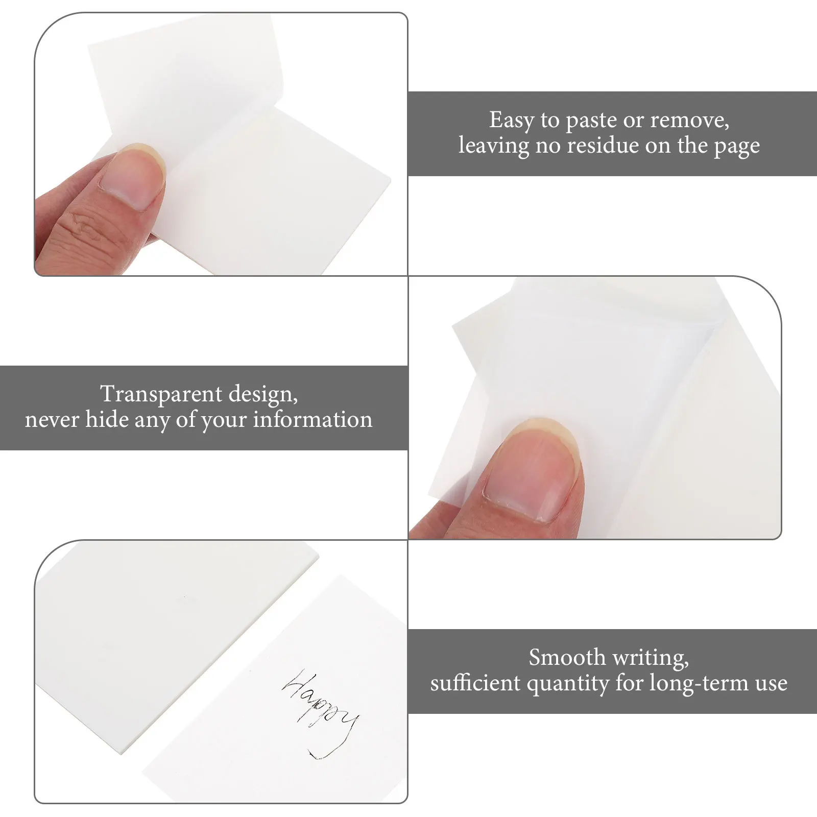 

10Pcs Transparent Index Stickers Reusable Clear Memo Pads for Students Teachers Pads Office School Home Wall Fridge
