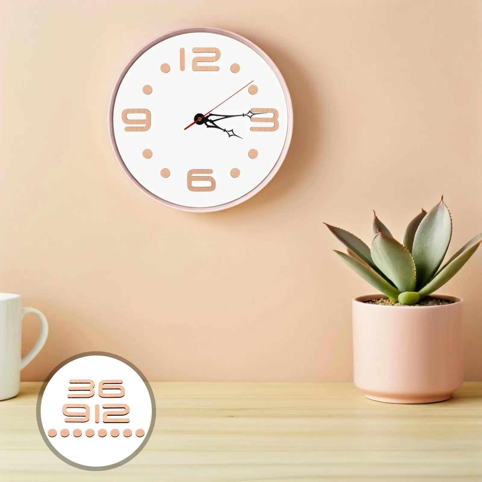 1 Set Wooden Clock Number 3D Arabic Number Digits & Points Replacement Parts Wall Clock Accessory for Arts DIY Home Office Decor view 2