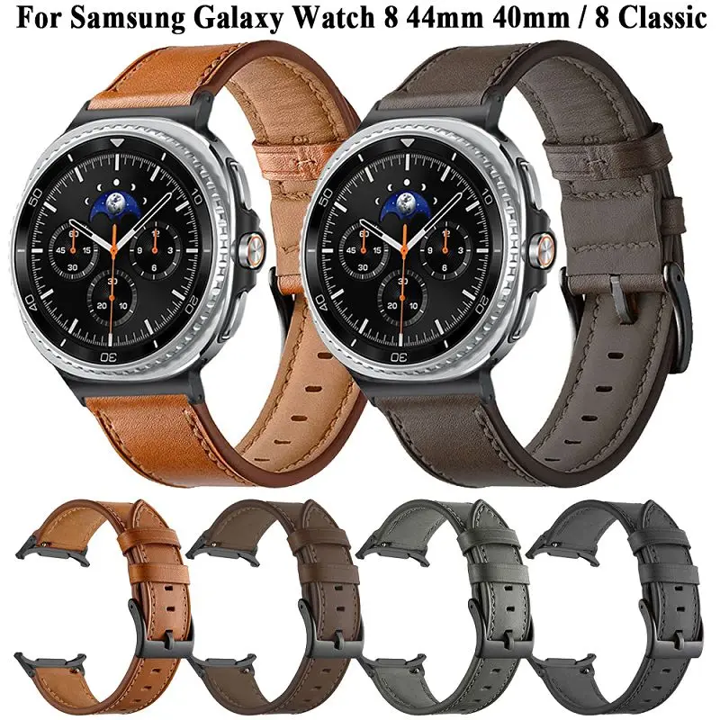 

Classical Leather Bands for Samsung Watch 8 40 44mm Straps Soft Leather Replacement Bracelet for Galaxy Watch 8 Classic 46mm
