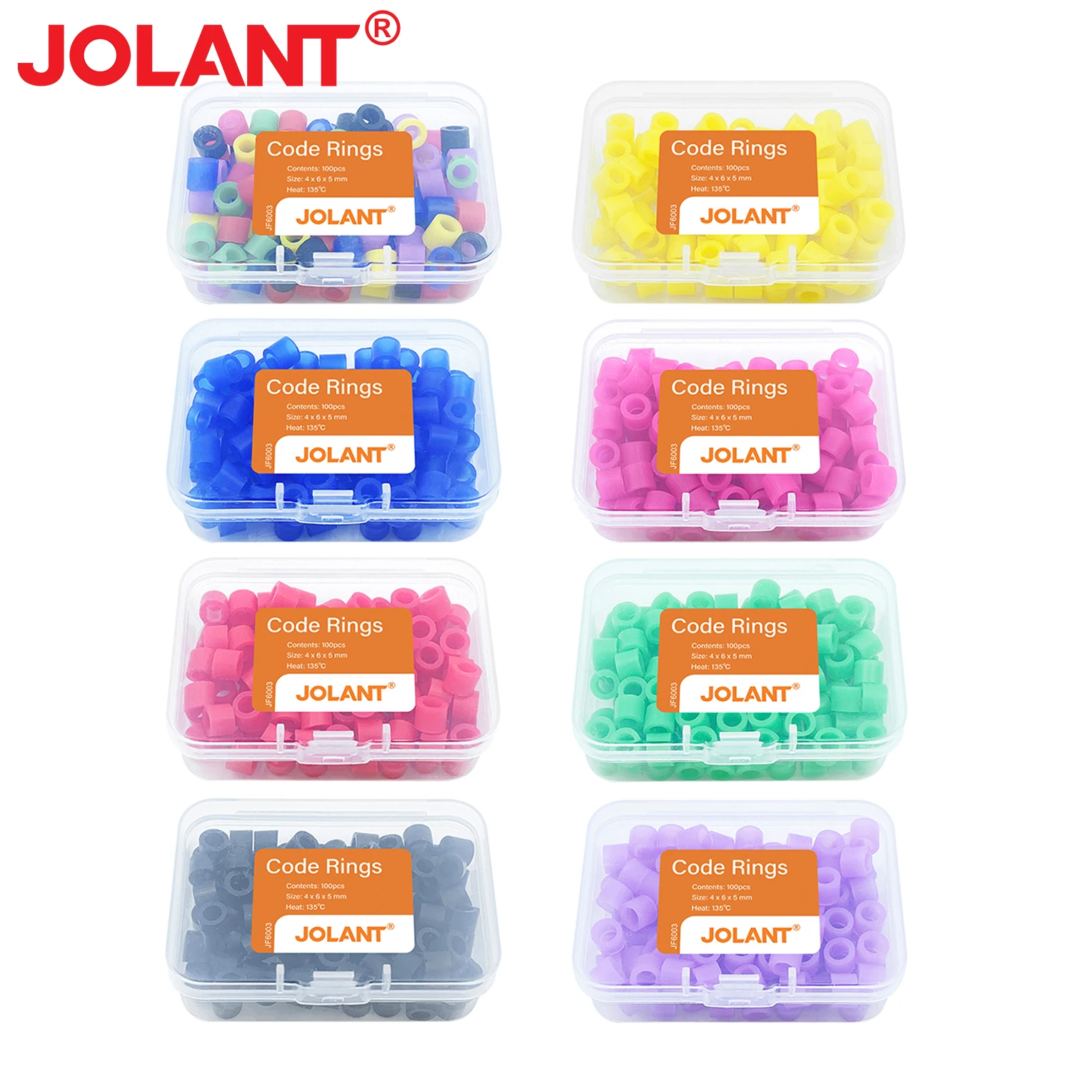 JOLANT 100Pcs/Box Dental Color Code Ring Silicone Identification Circle Orthodontic Instrument Dentistry Material Autoclavable