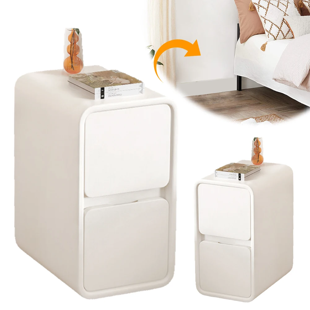 طاولة بجانب السرير من الخشب الصلب مع أدراج وطاولة ليلية مع سطح جلدي وخزانة بجانب السرير لغرفة المعيشة وأريكة مساحة صغيرة #1