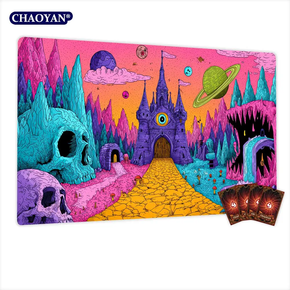 Mysterious Fantasy Castle TCG Playmat Magic Card Battle Mat Non-Slip Durable 35X60CM Commander playmat Board Game Mat for TCG