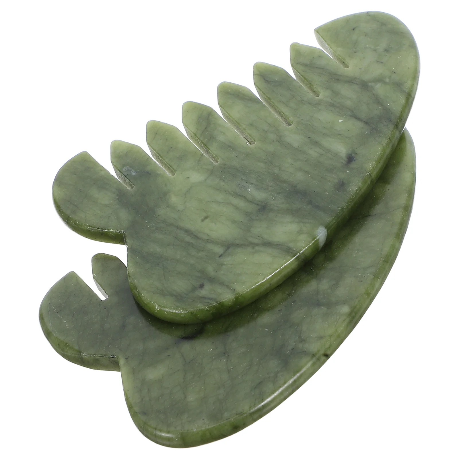 

2 шт., нефритовая расческа для массажа кожи головы, светло-зеленый, эргономичный инструмент Гуаша для ухода за кожей, портативный каменный скребок для лица