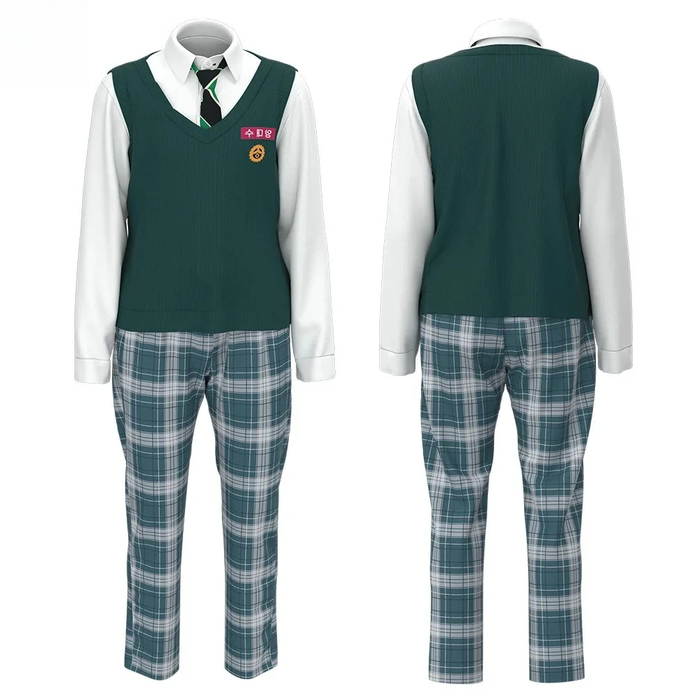 

Anime School Uniform Cosplay Set - Vest & Long-Sleeve Shirt with Tie, Classic Student Style Outfit for Role-Play & Theme Events