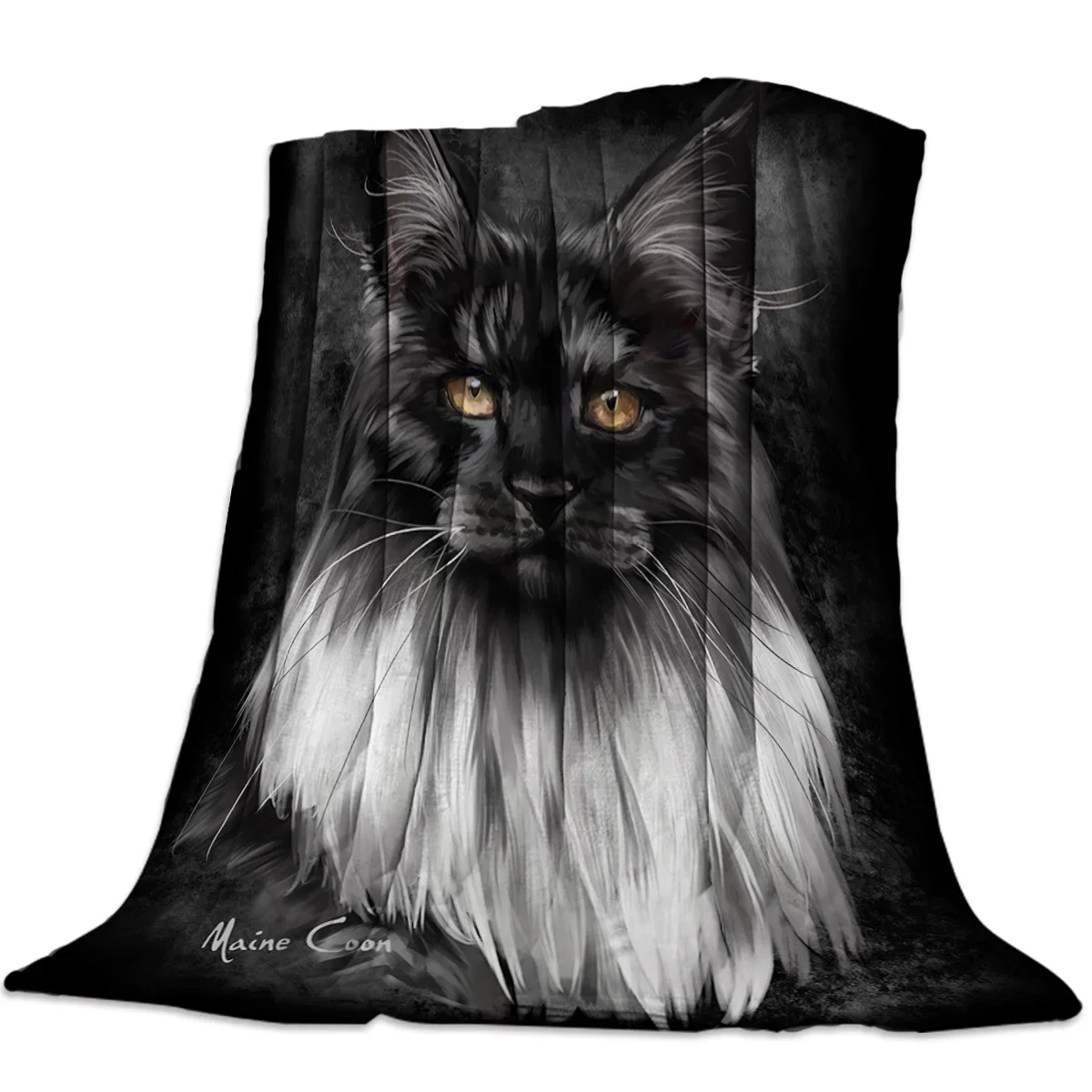 

Black Cat with Hair Mystery Flannel Blanket for Bed Sofa Portable Soft Throw Blankets Plush Bedspreads for Bedroom Sofa Couch