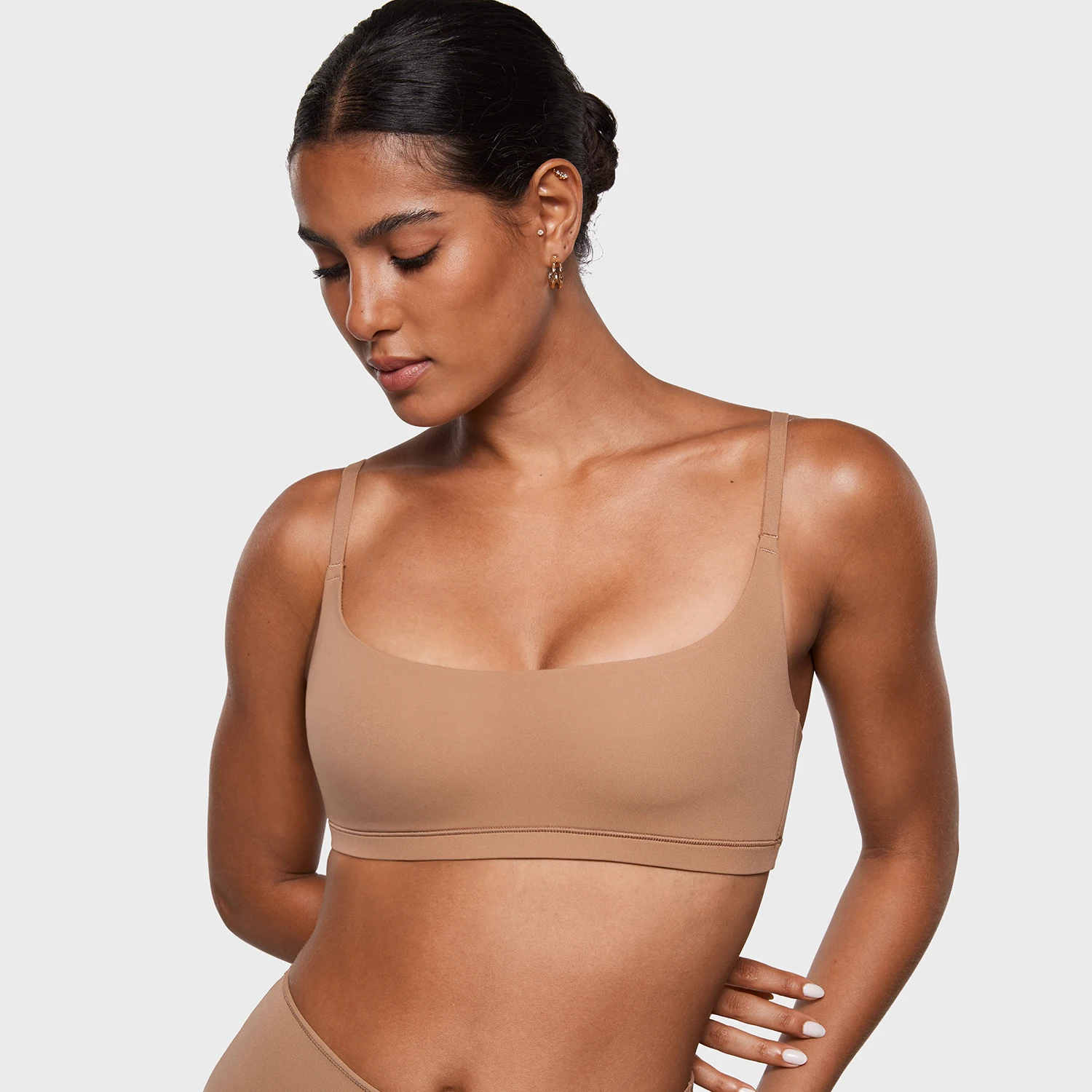 Women's Inbarely Plus Bralettes No Underwire Unlined Support Soft Scoop Neck Cami Seamless Sports Bra
