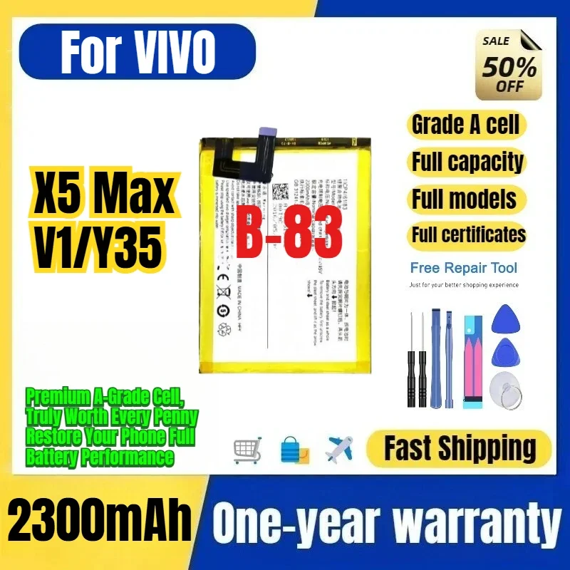 B-83 for VIVO X5 Max/V1/Y35 Phone Battery 0 Cycle High Quality High Capacity Battery Replacement Bateria Grade A Cell with Tools