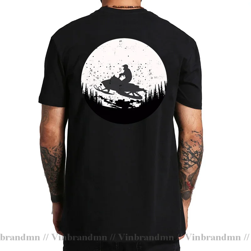 Wholesale Sled Across The Moon Snowmobile Design Unisex Baseball T-Shirt Snow Motorcar T Shirt Men Gift Aesthetic Men's Clothing