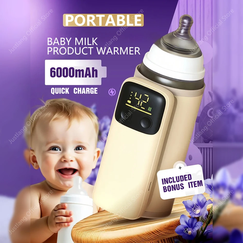 

JUSTLANG Rechargeable Baby Bottle Warmer 6 Heat Level Multifunction Breast Milk Warmer Accurate Temperature Control Baby Bottle