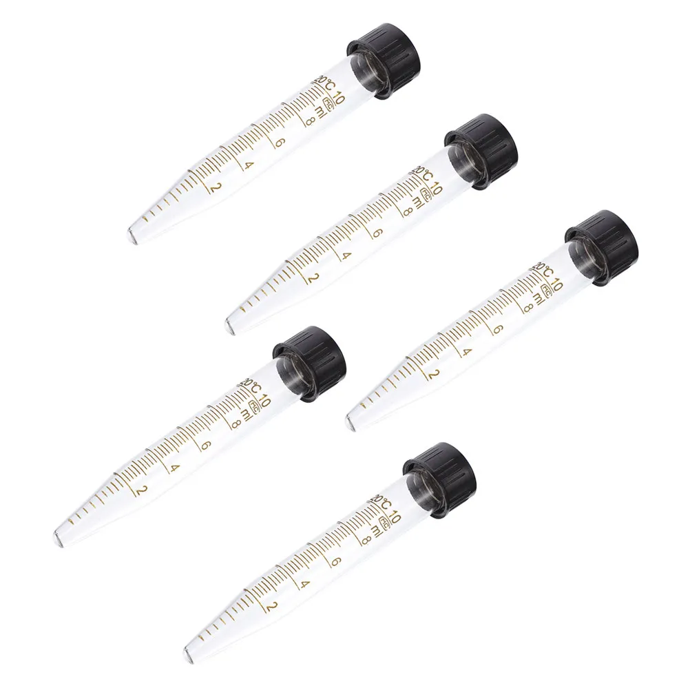 5Pcs Centrifuge Tubes 10Ml Pointed Bottom Transparent Screw Cap Laboratory Test Tubes Accurate Scale Molecular
