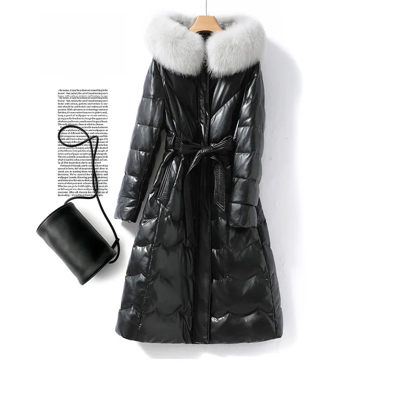 Imagem -03 - Jaqueta Feminina com Capuz Fino Parkas Gola de Pele Real Pele de Ovelha Quente Outerwear 2023 Inverno Pato Branco para Baixo Cabolsas Grossos