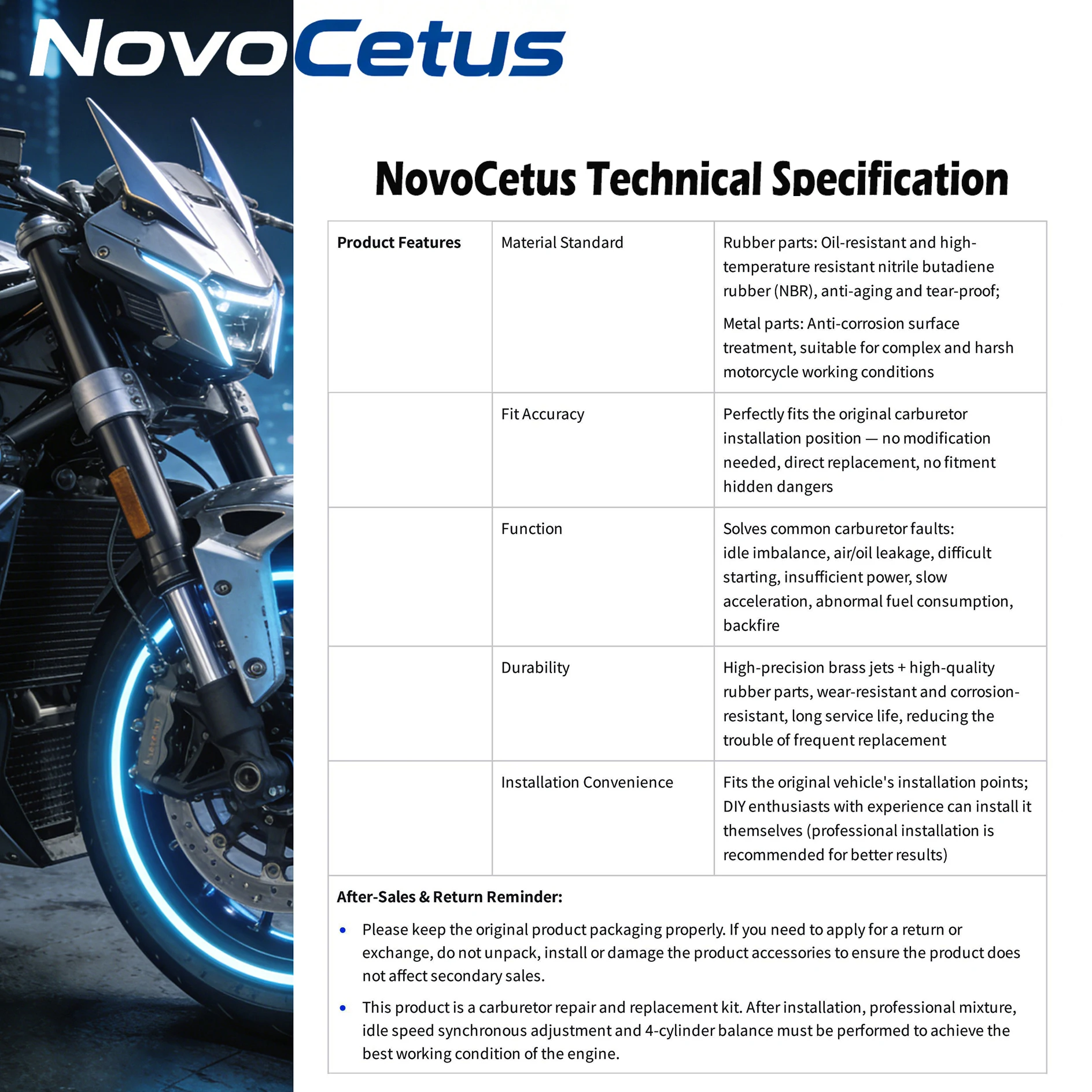 [NovoCetus] Fit for Honda VLX400 VLX600 Steed 400/600 Motorcycles NV400CC Carburetor Parts (Select Kit/Part) - view 3