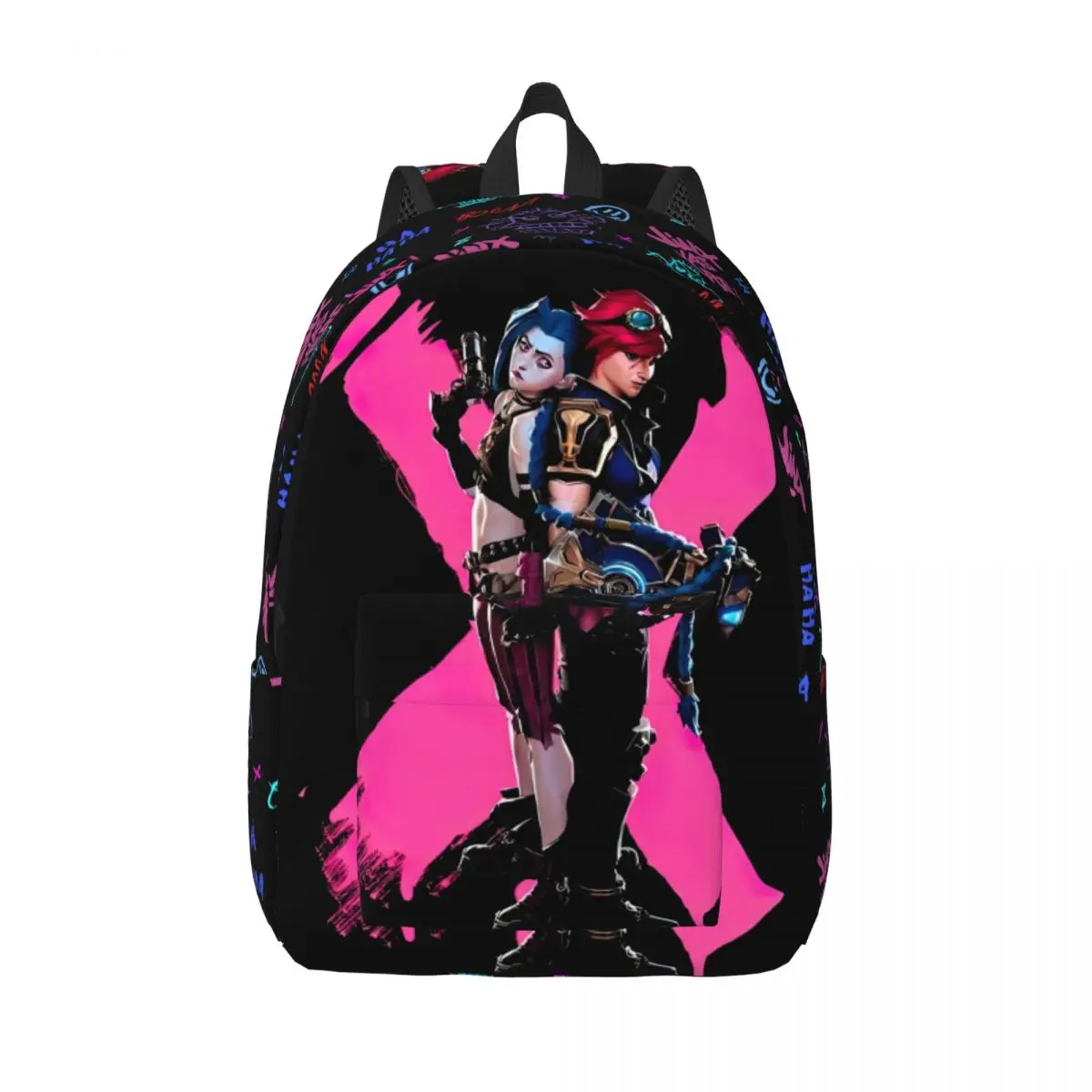 

Arcane Jinx Vi Sisters Teenage Backpack Outdoor Student Hiking Travel Anime Game Daypack for Men Women Laptop Canvas Bags