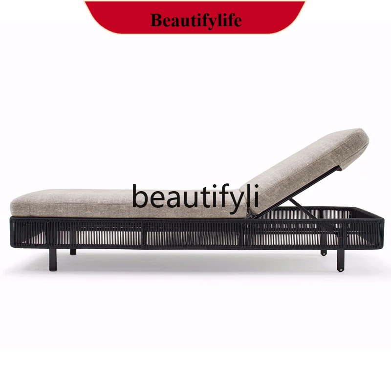 Outdoor, rattan outdoor balcony deck chairs folding beach swimming pool bed, courtyard open-air waterproof and sunscreen  H