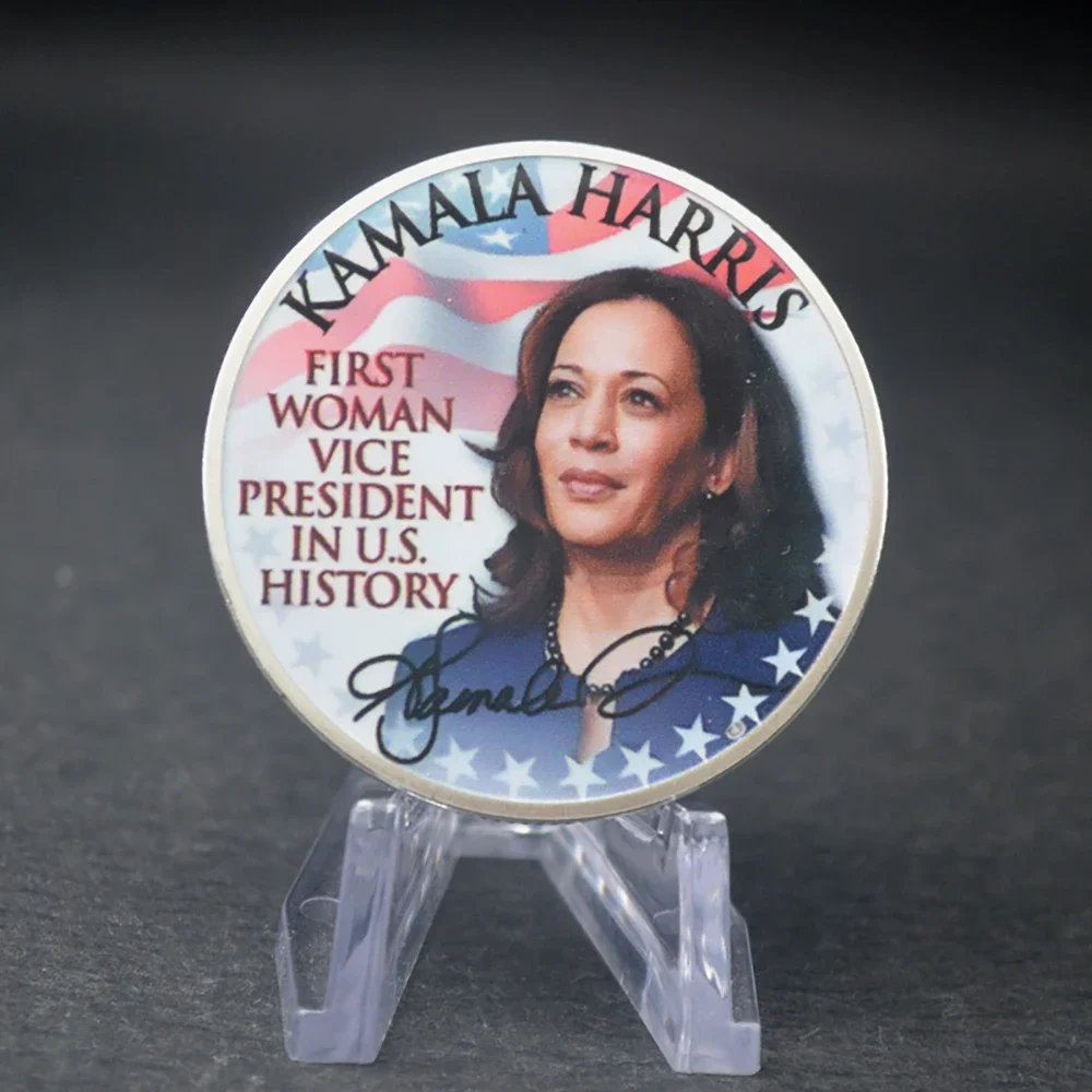 US Presidential Candidate Kamala Harris Silver Coin First Woman Vice President in U.S. History Challenge Coin Collectibles