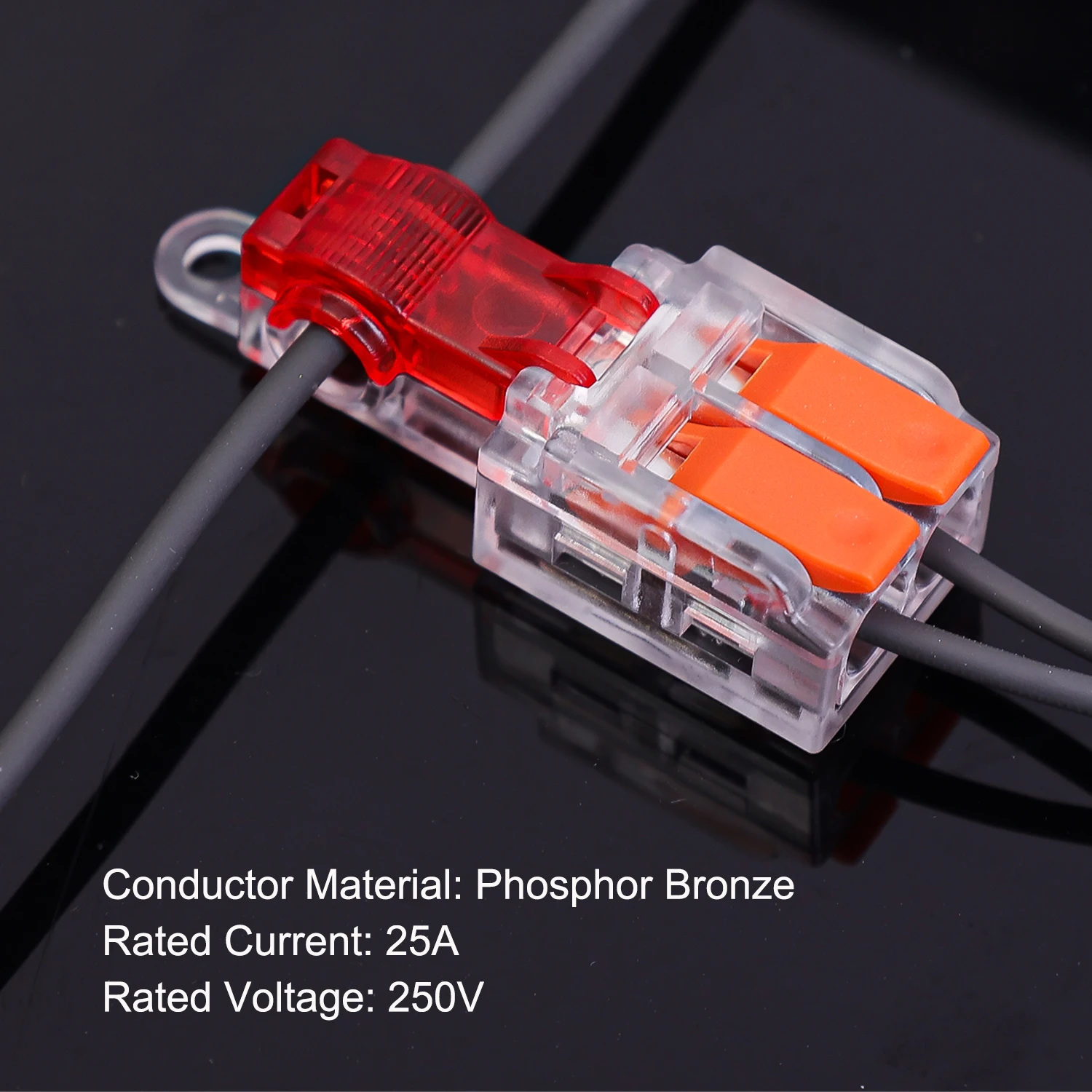25A T-نوع تجريد موصل الأسلاك مع ثقب تثبيت فرع سريع لصق صندوق وصلات رافعة موصلات أسلاك الكابلات الكهربائية