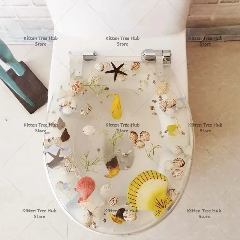 Resin toilet cover, universal for old-fashioned toilets, OUV stainless steel, transparent color shells