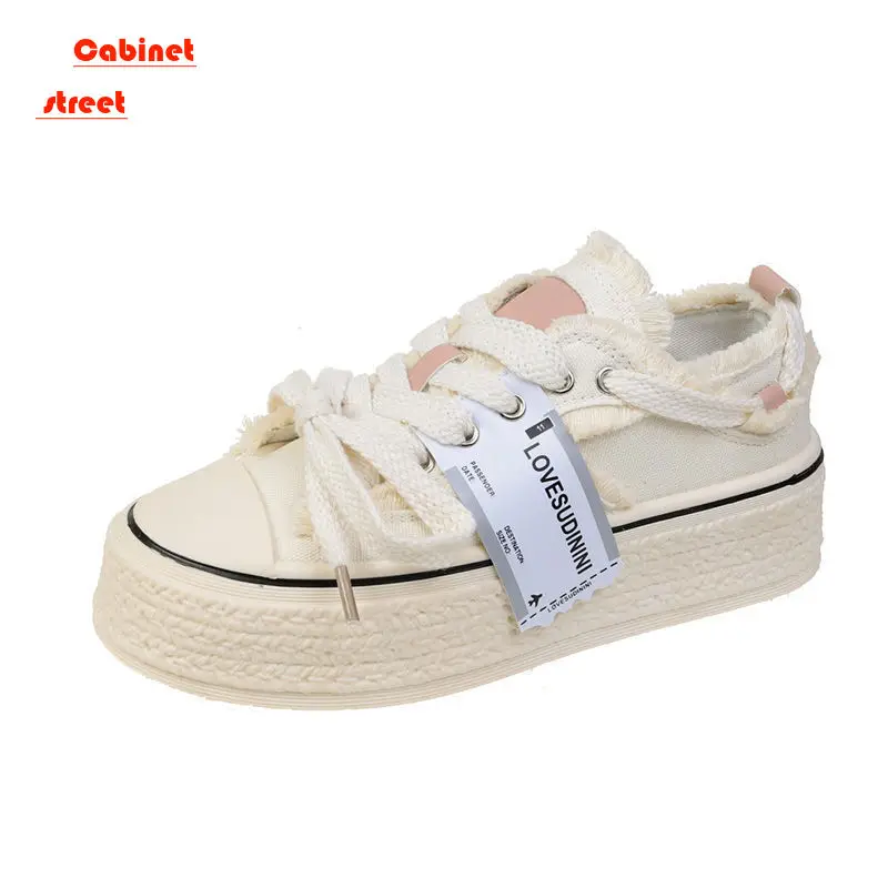 Thick-soled Canvas Women's Fashion Shoes Niche College Style with Small White Shoes Small Fragrant Wind Women Board Shoes