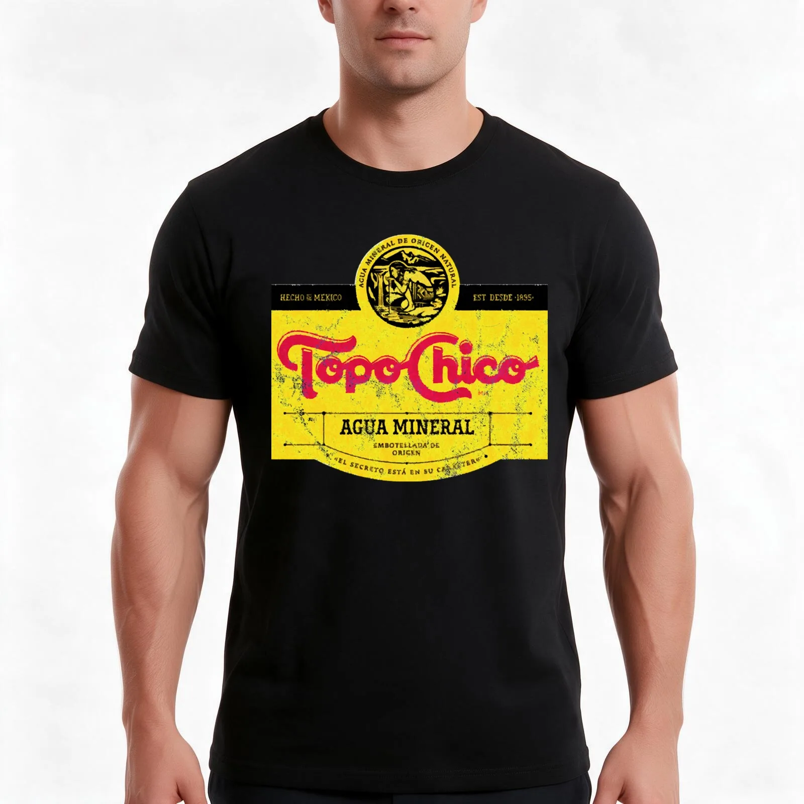 Topo Chico agua mineral worn and washed sparkling mineral water Classic T-Shirt, Summer Casual Cotton Tee, Vintage Graphic Print