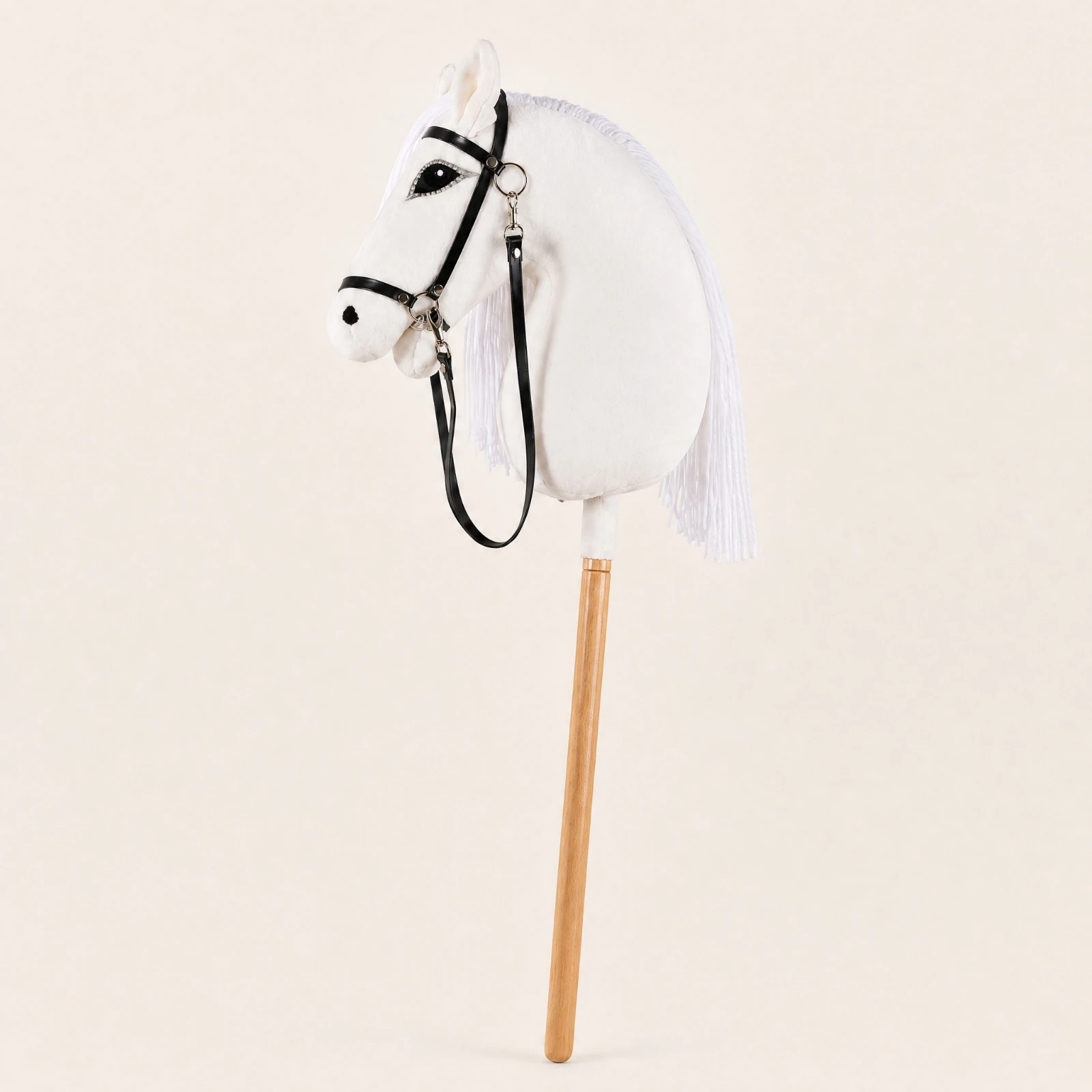 Mountable Toy Soft Hobby Horse with Wooden Handle Stick Horse Lightweight for Children, School Performances, Dress-Up