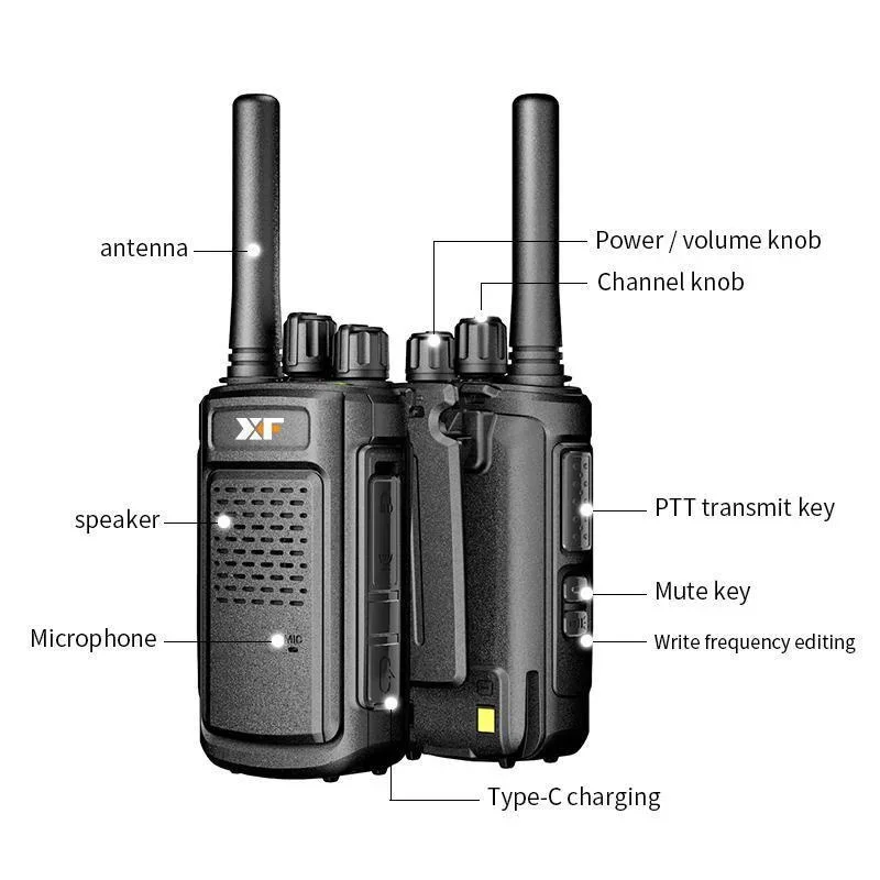 Baofeng-XF-888S Walkie Talkie, rádio bidirecional, 5200mAh, UHF 400-470MHz, 16CH, Walkie-talkie, rádios, transceptor, MatchRadio