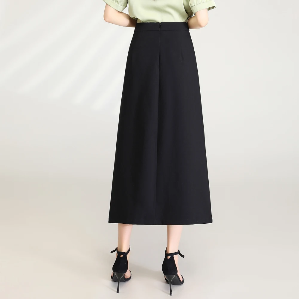 Korean version of high waisted skirt for women's summer new fashionable large size versatile casual professional slit skirt