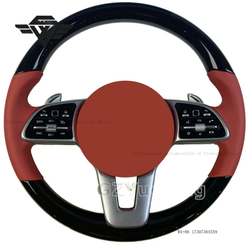 For Mercedes-Benz W223 W212 W221 W222 C43 C63 E63A45 Peach Wood Sports Round Steering Wheel for C200 C43 AMG GLS C450 AMG Models