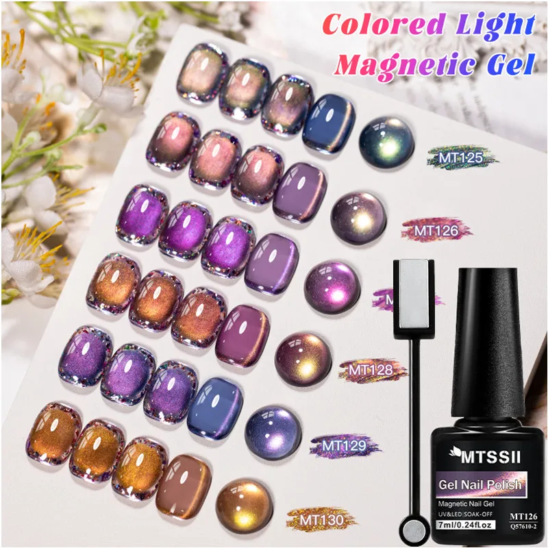 

7pcs Colored Light Cat Magnetic Gel Nail Polish Set Sparkling Glitter Semi Permanent Soak Off UV Gel Varnish Nail Supplies DIY