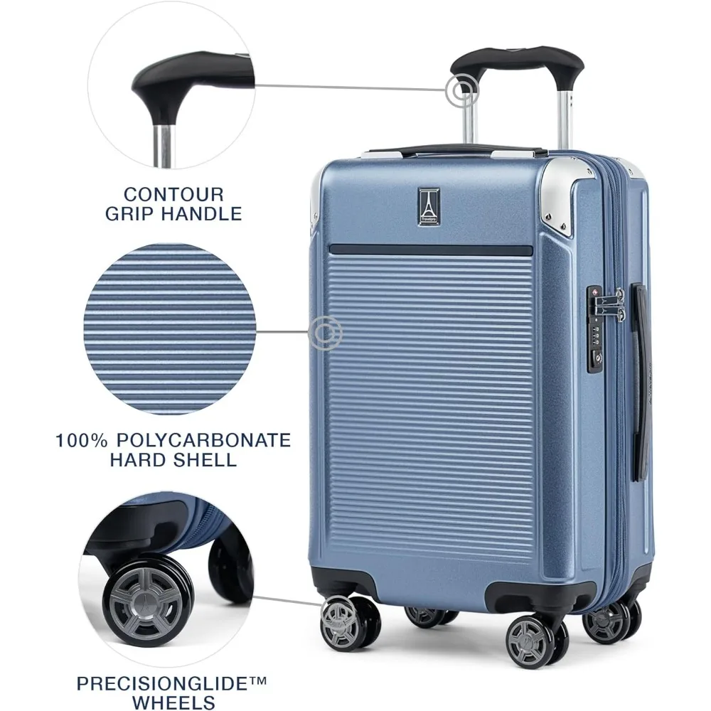 Platinum Elite Hardside Expandable Carry on Luggage, 8 Wheel Spinner, TSA Lock, Hard Shell Polycarbonate Suitcase