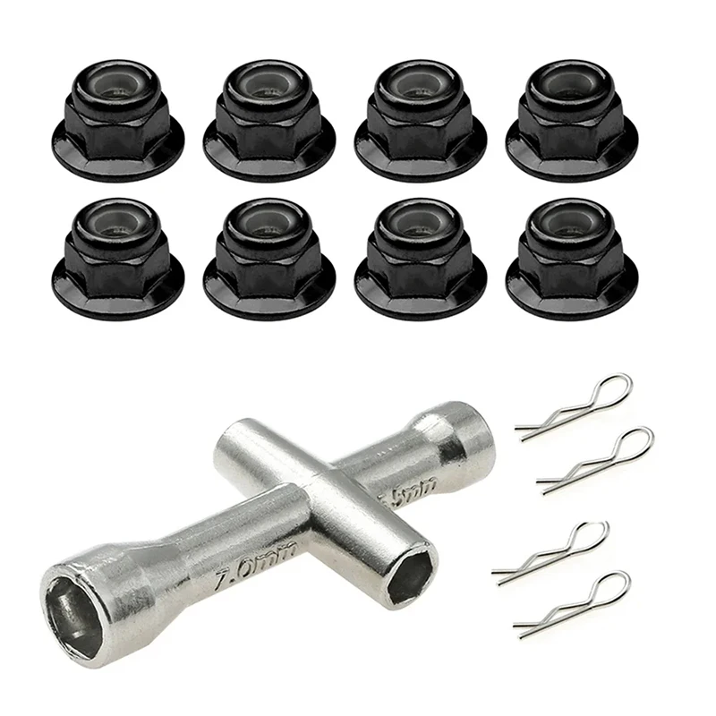 

1 set Metal M4 Flange Lock Nuts Anti-skip Hex Wheel Adapter For 1/10 1/8 1/14 RC Car Truck CrawlerHSP SCX10