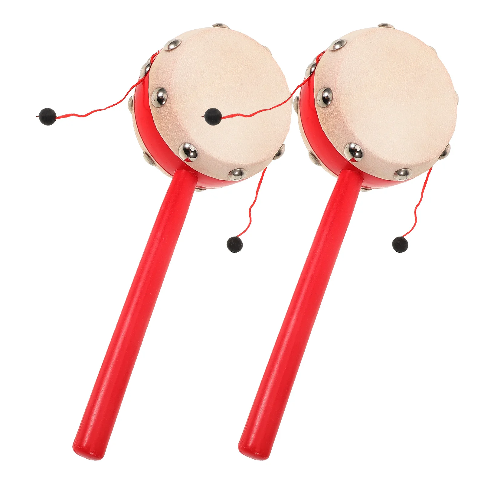 2pcs Plane Drumhead -drums Wooden Handle Shaking Drum Early Educational Traditional Musical Instruments for Kids (Rand