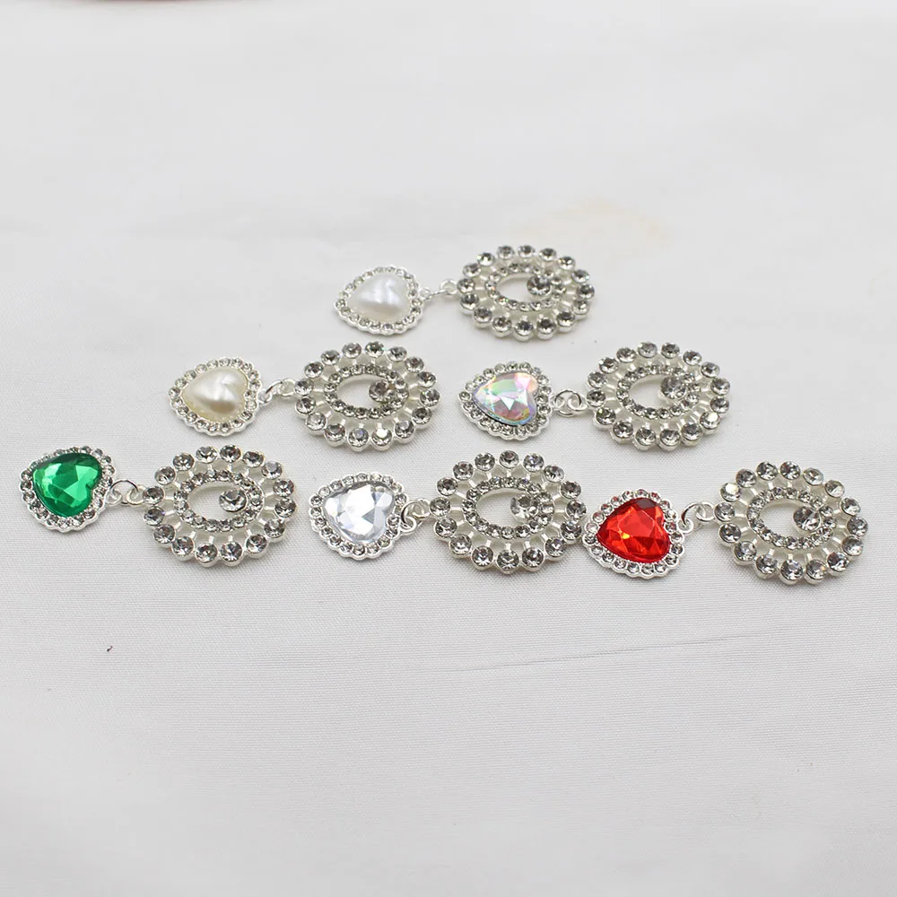 Fashion New 2 pieces/batch Silver Bow Water Diamond Pearl Material Alloy Pendant DIY Suitable Flower Plate Hollow out Phone Case