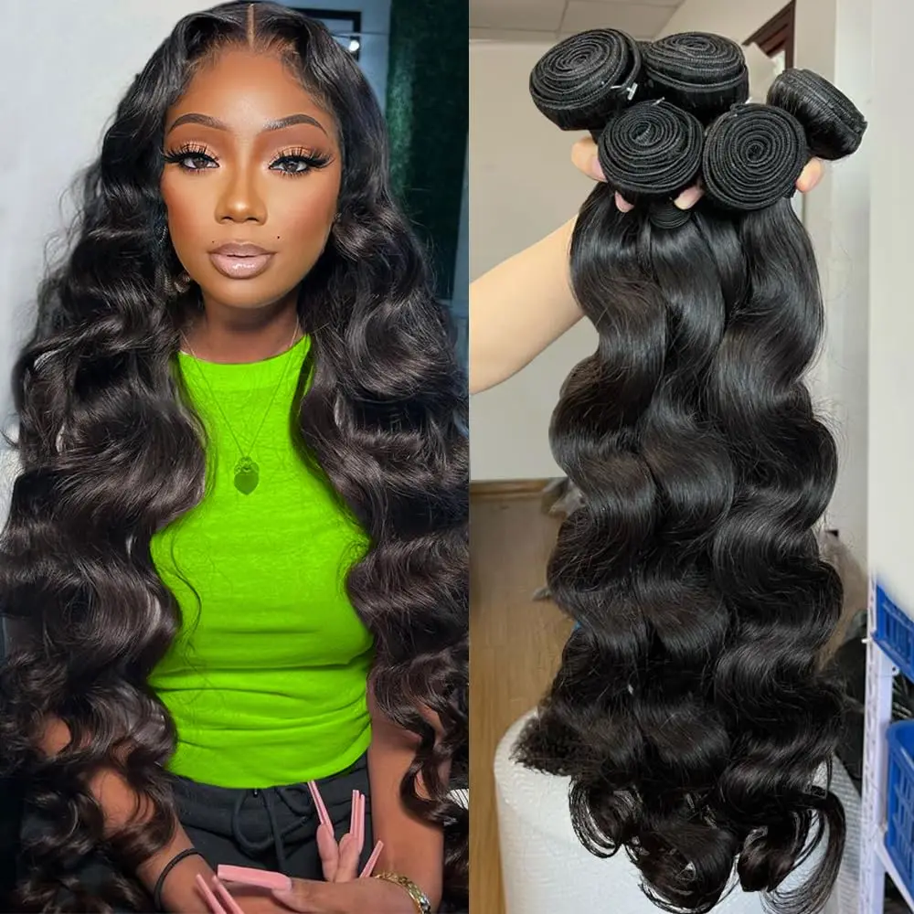 Body Wave Bundles Human Hair 30 32 Inch 1 3 4 Remy Brazilian Hair Weave Natural Double Drawn Hair Extensions For Women