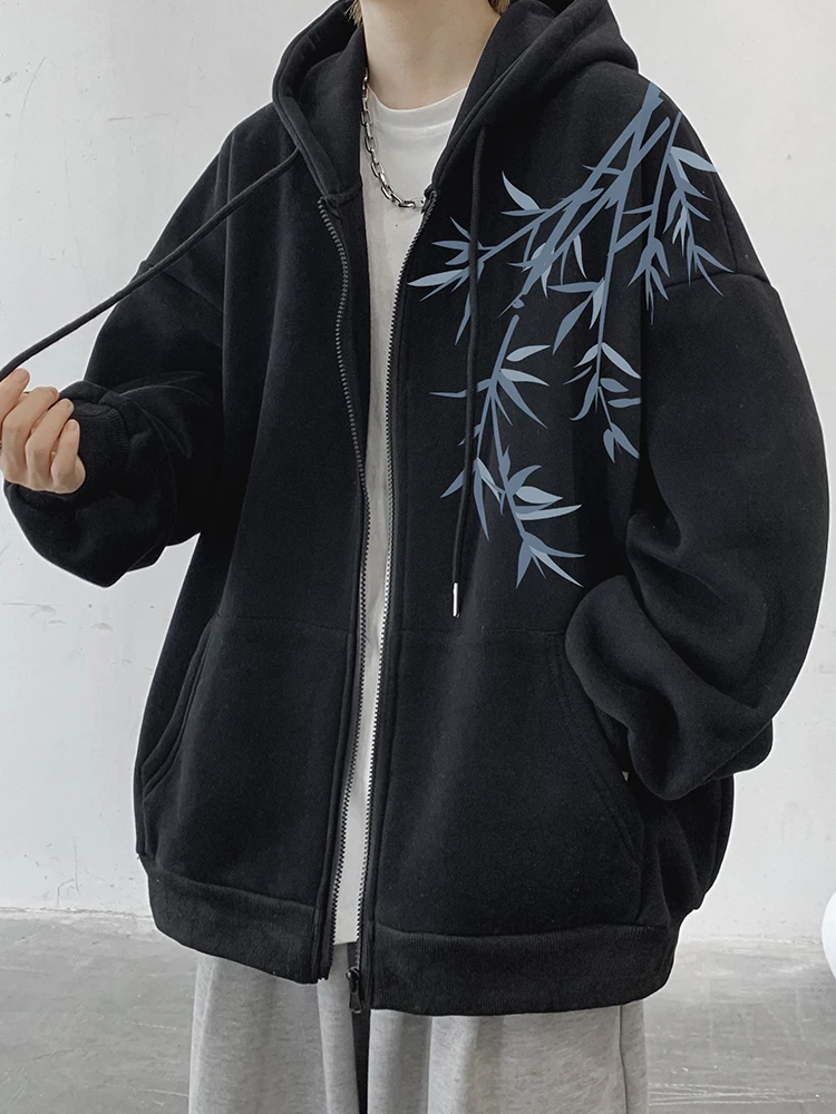 

New Chinese Sle Heavyweight Hoodie Jaet Men's Spring Autumn 2024 New Bamboo Le Trendy Loose Zipper Hooded Jaet