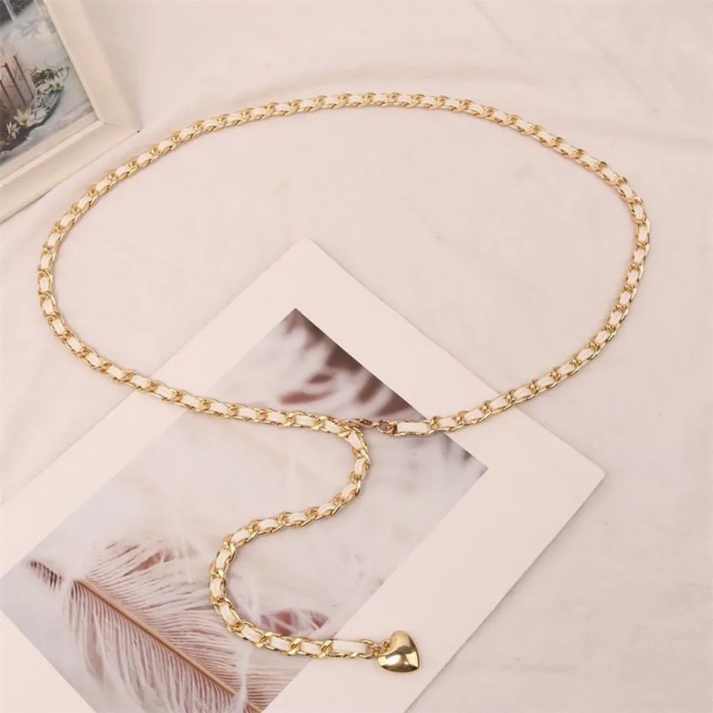 

Long Thin Tassel Waist Chain Belt Ball Heart Metal Waist Link Adjustable Lady Dress Coat Decoration Strap Girdle for Women