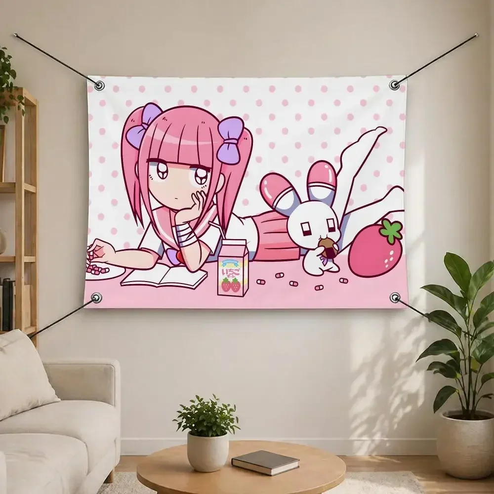 Manga-Menhera Chan Flags Flags are suitable for living rooms, bedrooms, bars,salons, gardens, home decor, and as gifts