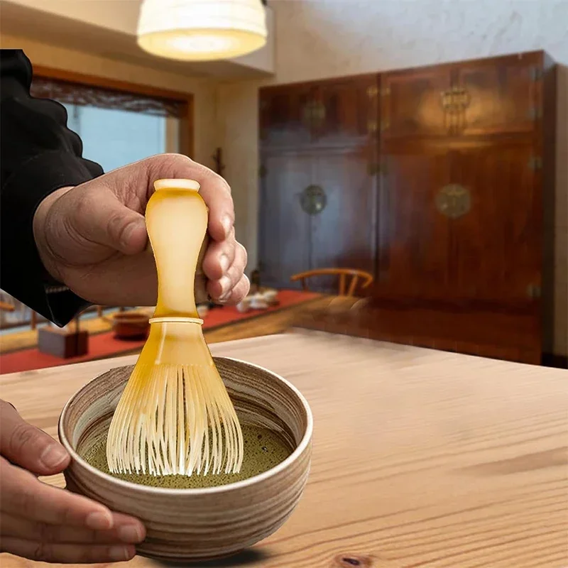 Reusable Matcha Whisk Set Heat-Resistant Detachable Chasen Brush with Spoon Resin Tea Tool for Japanese Matcha Tea Preparation