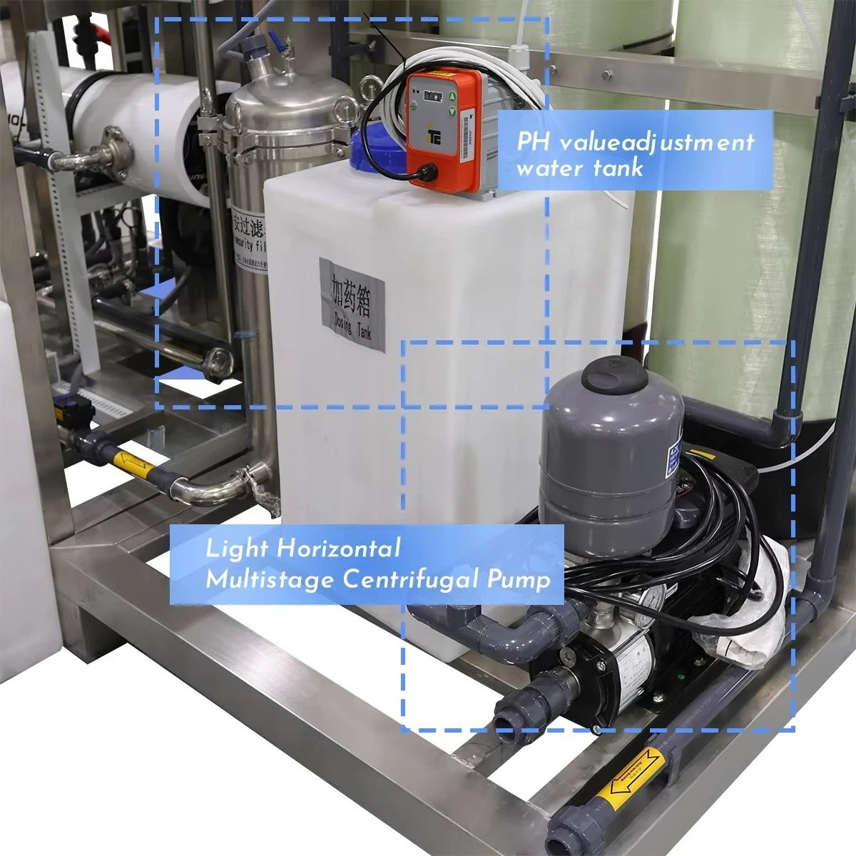 500L Stainless Steel Automatic Reverse Osmosis Pump Pure Water Treatment Machine RO System Water Purification Equipment Plant view 2