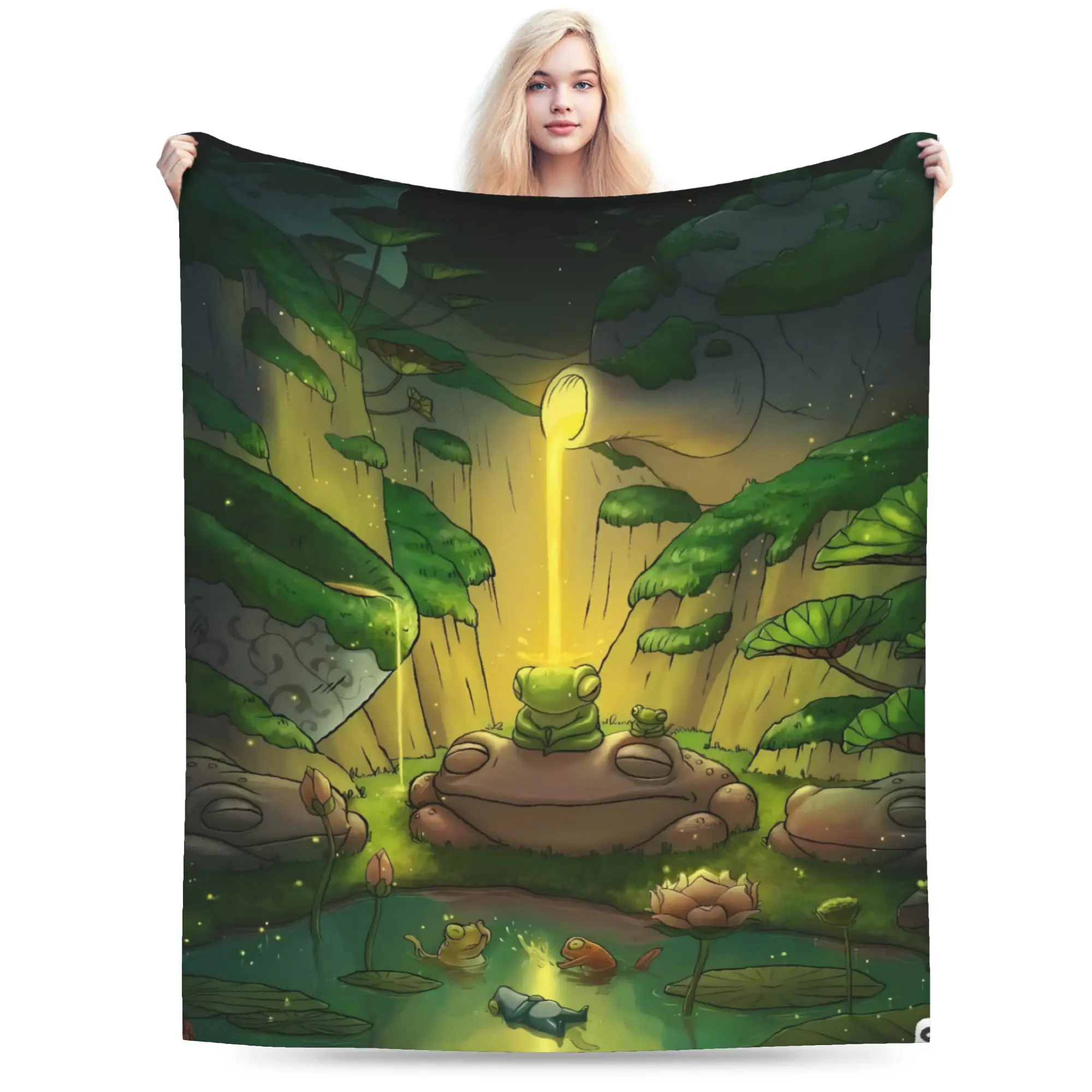 

Soft Warm Blanket Travel Frog Animal Print Throw Blanket Flannel Bedspread For Couch Chair Sofa Bed Novelty Sofa Bed Cover