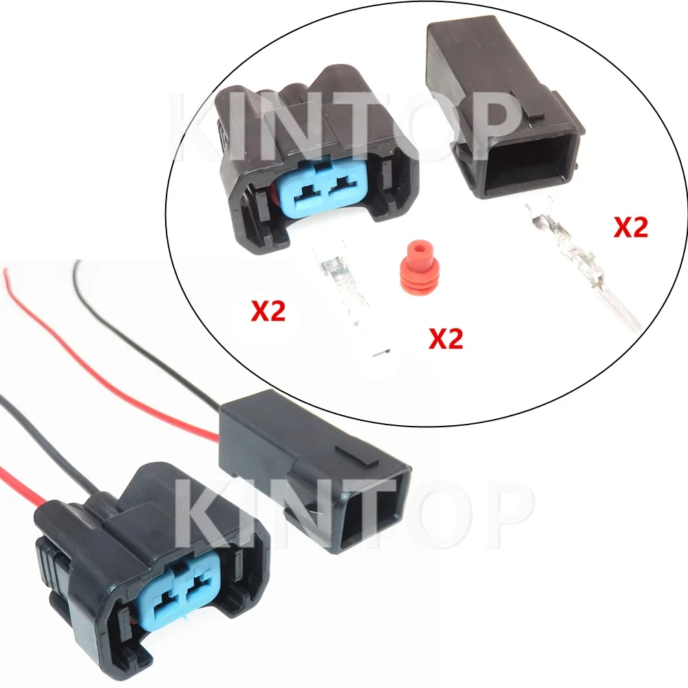 

1 Set 2 Pins Car Male Plug Female Socket With Wires 6189-0553 1996-2002 AC Assembly Fuel Spray Nozzle Wiring Terminal Connector