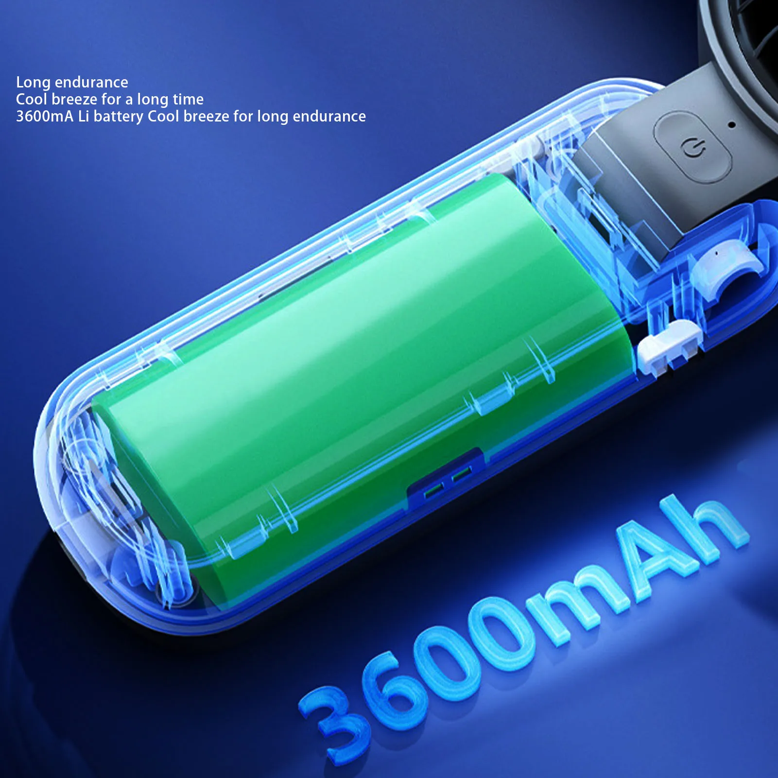 مروحة تربو محمولة باليد عالية السرعة USB قابلة لإعادة الشحن ومروحة شخصية قابلة للطي مع حزام للرقبة للاستخدام في الهواء الطلق